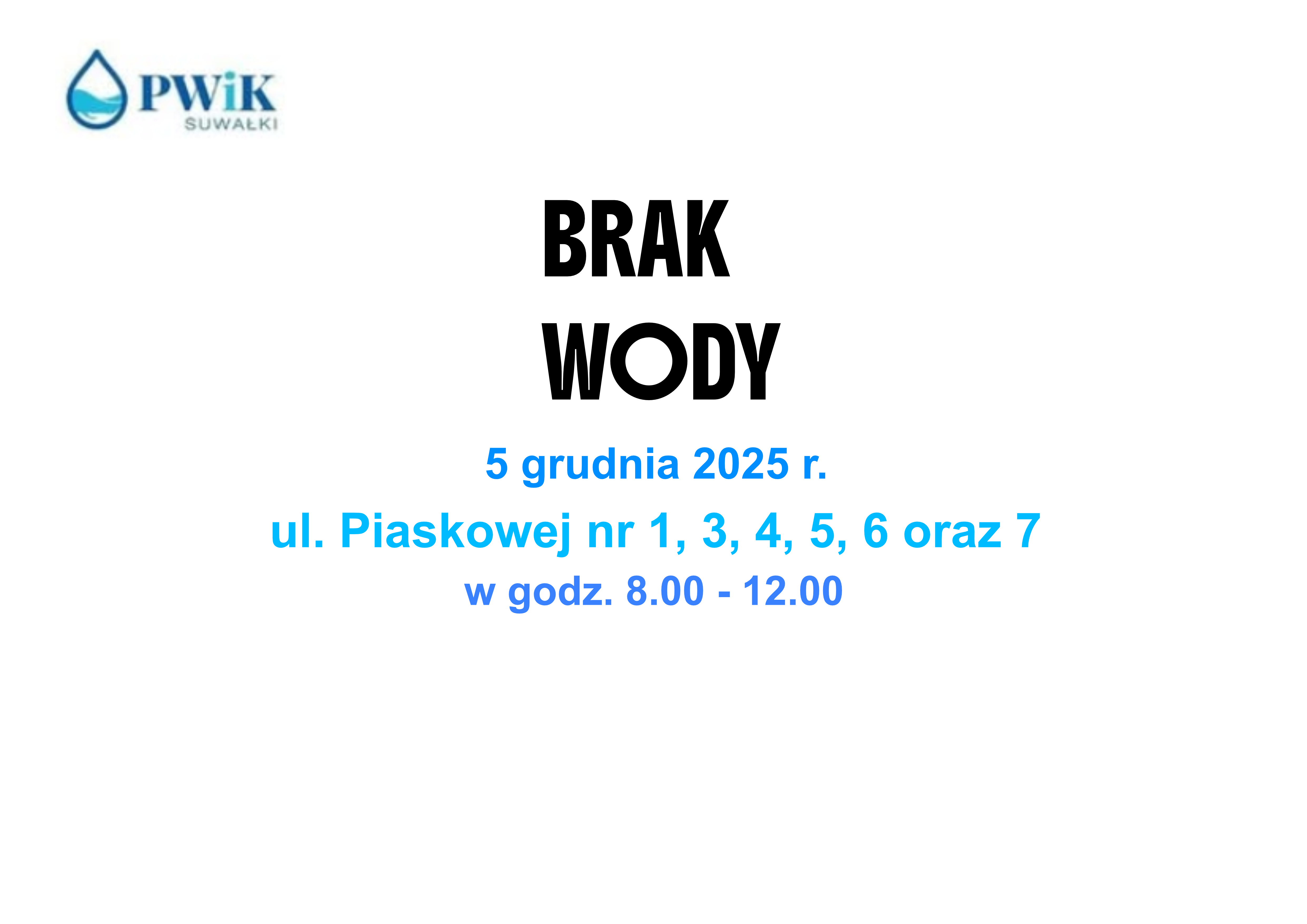 Przerwa w dostawie wody